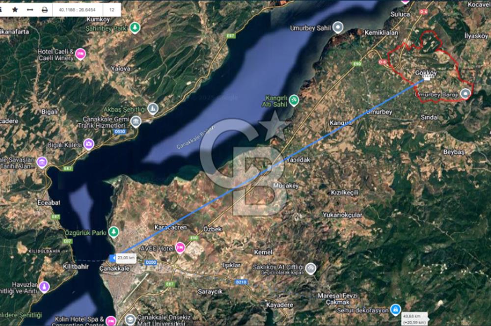 ÇANAKKALE LAPSEKİ'DE 1233 m2 Tek Tapu Satılık YATIRIMLIK ARSA