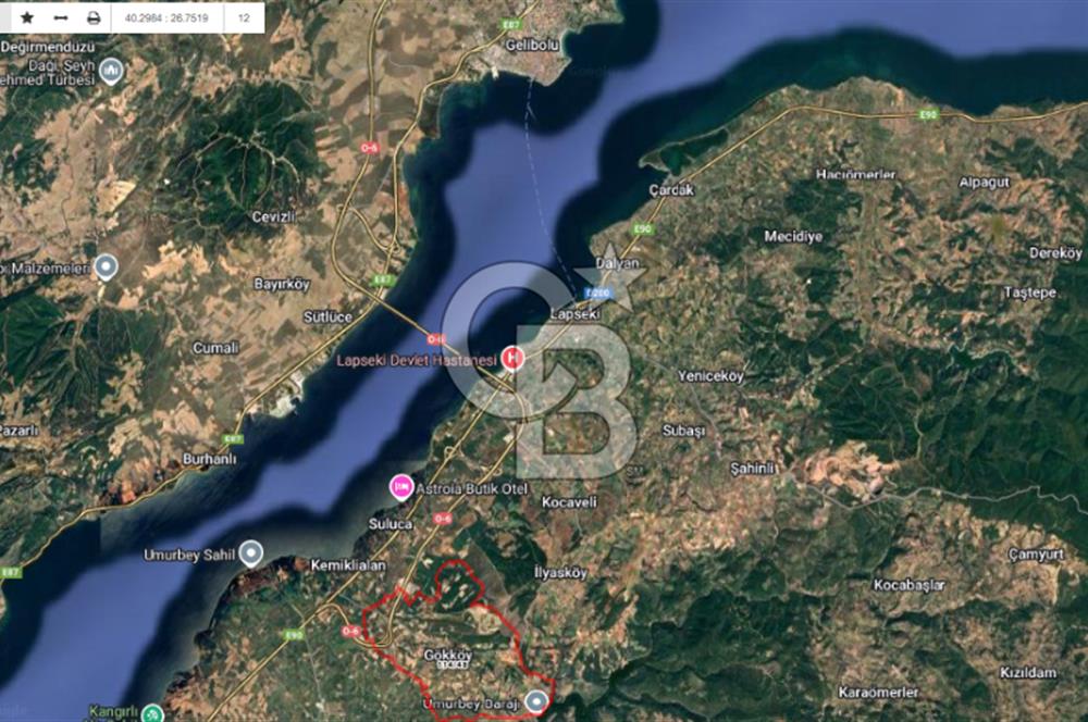ÇANAKKALE LAPSEKİ'DE 1233 m2 Tek Tapu Satılık YATIRIMLIK ARSA