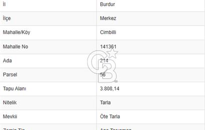 BURDUR CİMBİLLİ SATILIK TARLA