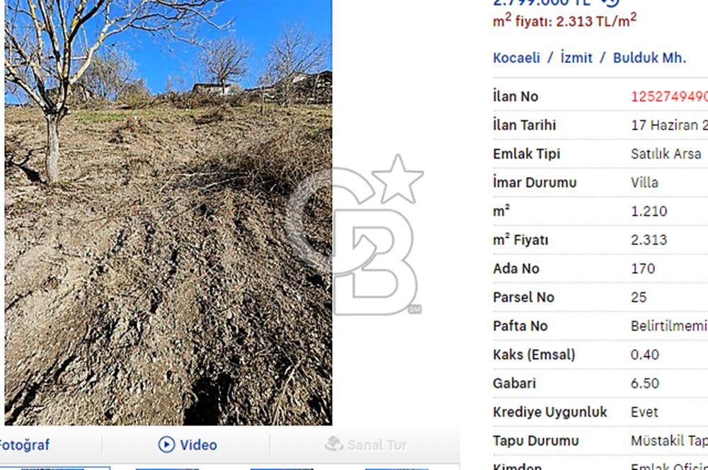 İZMİT BULDUK KÖYÜNDE VİLLA İMARLI YATIRIMLIK ARSA!