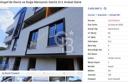 Döngel'de Deniz ve Doğa Manzaralı Satılık 2+1 Arakat Daire
