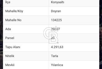 KOYAALTI DOYRAN SATILIK TARLA