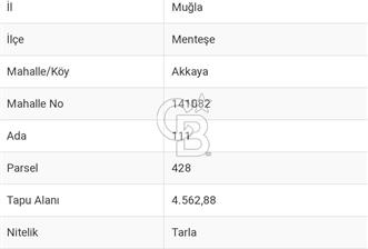 Muğla Menteşe Akkaya Mahallesi’nde Satılık Tarla