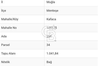 Muğla Menteşe Kafaca Mahallesi’nde Satılık Arsa