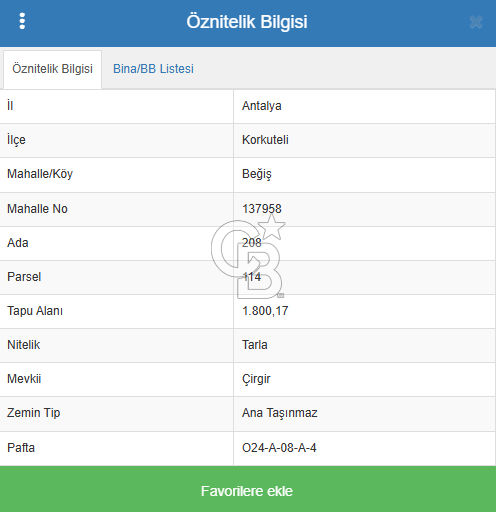 BEĞİŞ KORKUTELİNDE SATILIK TARLA