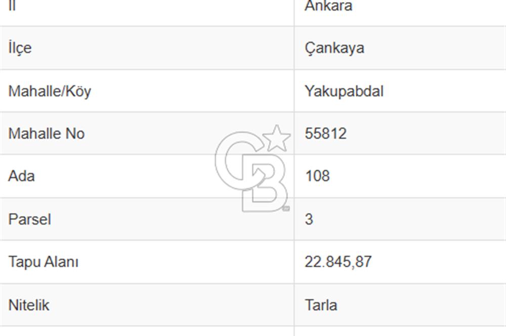 Ankara Çankaya Yakupabdal Mahallesinde Satılık Arsa