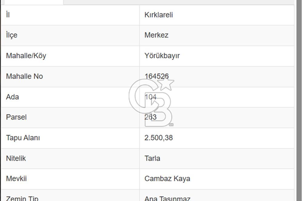 Kırklareli Merkez Yörükbayır Köyünde Satılık Tarla 