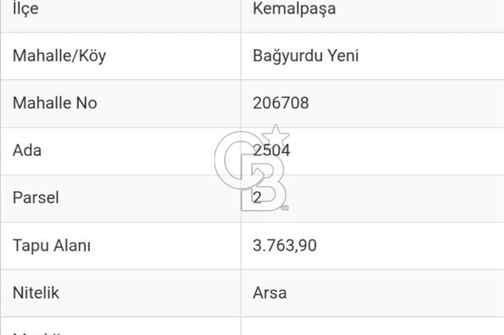 KEMALPAŞA'DA SATILIK SANAYİ İMARLI ARSA 