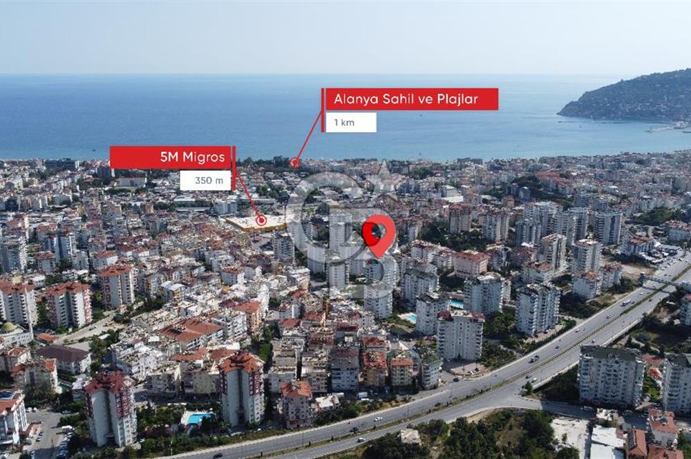 Alanya Cikcilli'de Ara Kat Ayrı Mutfaklı 3+1 Satılık Daire
