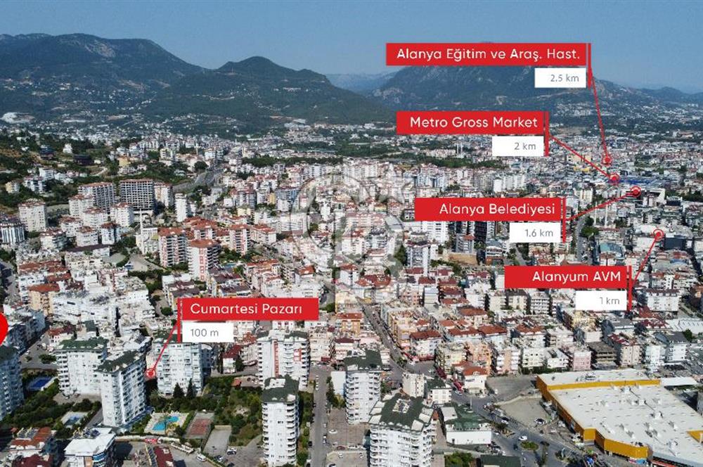 Alanya Cikcilli'de Ara Kat Ayrı Mutfaklı 3+1 Satılık Daire