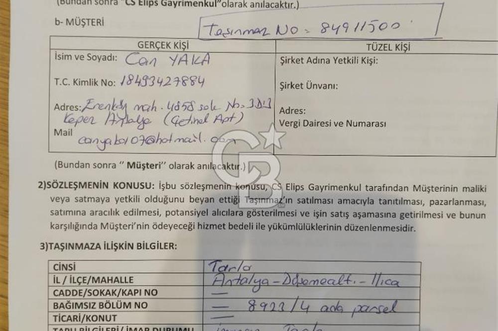 DÖŞEMEALTINDA SATILIK ARAZİ