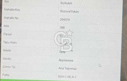 YATIRIMLIK TARLA KORKUTELİ BOZOVA MAH