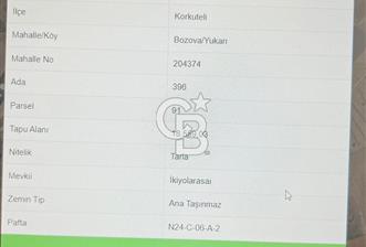 YATIRIMLIK TARLA KORKUTELİ BOZOVA MAH
