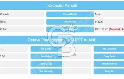 CB ENVOY'dan İzmit Sanayi Mah. 1.900m2, 1.50 Emsal Ticari Arsa