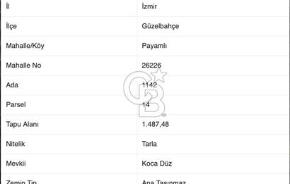 GÜZELBAHÇE PAYAMLI'DA SATILIK TARLA
