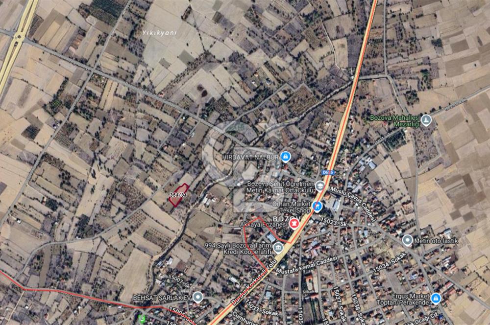 Korkuteli Bozova’da Kadstral Yola 50 m 3.389 m² Satılık Bahçe