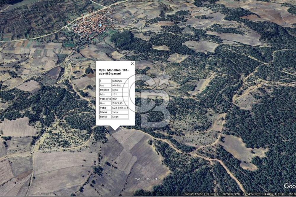Kütahya/Altıntaş/Oysu Mahallesinde Ormana Sınır 2673 M2 Tarla
