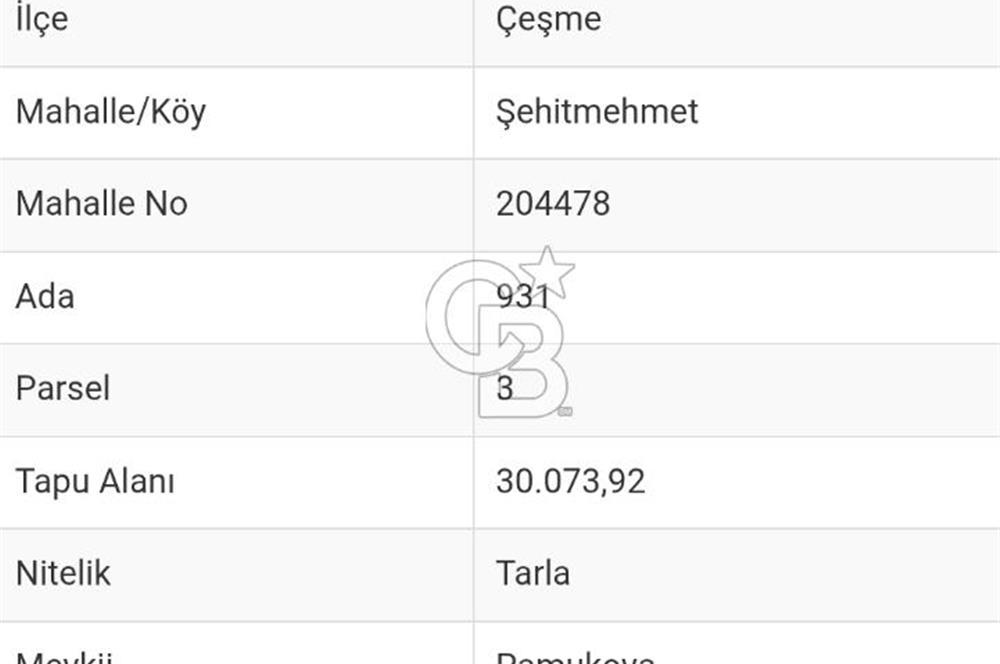 Çeşme Çiftlikköy’de Denize 200 m, Pırlanta Plajına 500 m Mesafede 1.000 m² Hisseli Arsa