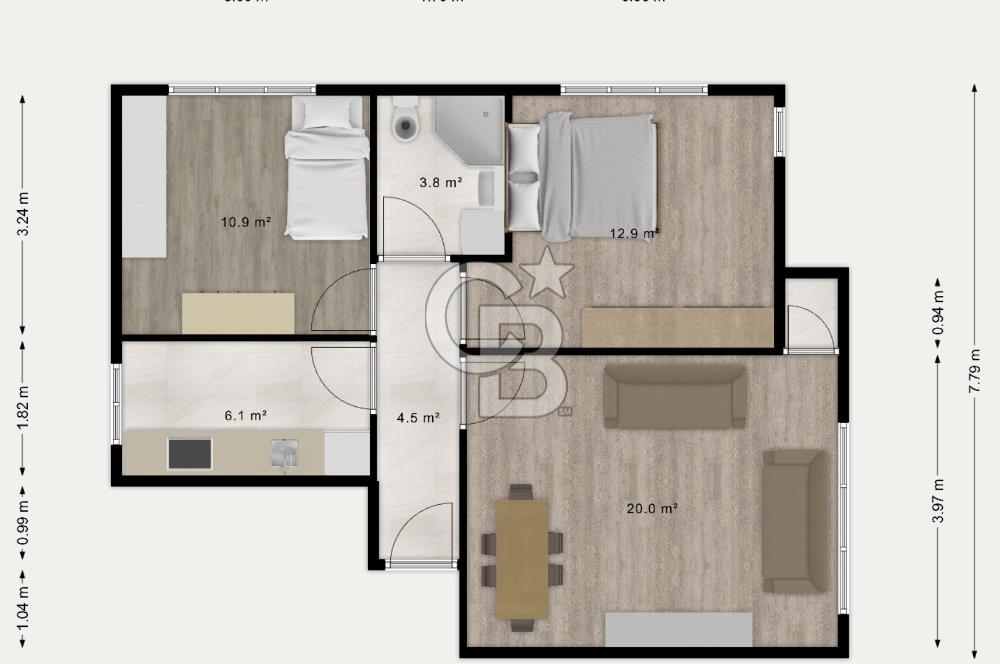Site İçerisinde Kullanışlı 2+1 Daire