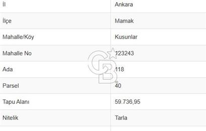 MAMAK KUSUNLAR ZİRVEKENT TOKİ YANI 1991 m² SATILIK ARSA&TARLA
