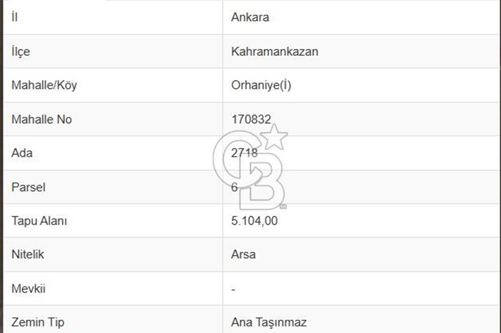 KAZAN ORHANİYEDE PROJESİ ONAYLI İST YOLU YAKINI 5104 M2 ARSA