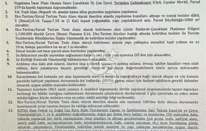 ÇANAKKALE ÇAN TERZİALAN'DA EKOTURİZM İMARLI SATILIK ARSA
