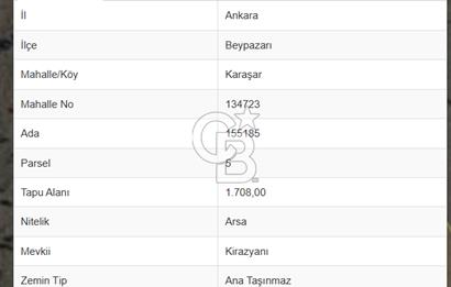 BEYPAZARI KARAŞAR'DA YATIRIMLIK VİLLA İMARLI ARSA