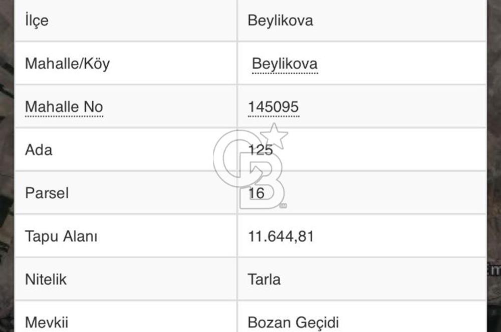 CB CITY' DEN ESKİŞEHİR BEYLİKOVA MERKEZDE SATILIK TARLA