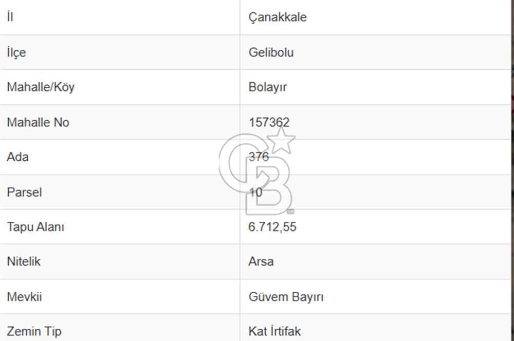 ÇANAKKALE;GELİBOLU,BOLAYIR VİLLALIK BÖLGEDE SATILIK ARSA