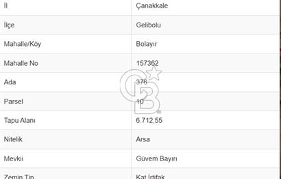 ÇANAKKALE;GELİBOLU,BOLAYIR VİLLALIK BÖLGEDE SATILIK ARSA