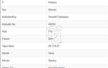 SİNCAN TÜRKOBASINDA SANAYİ GENİŞLEME PLANI İÇİNDE UYGUN FİYATLI