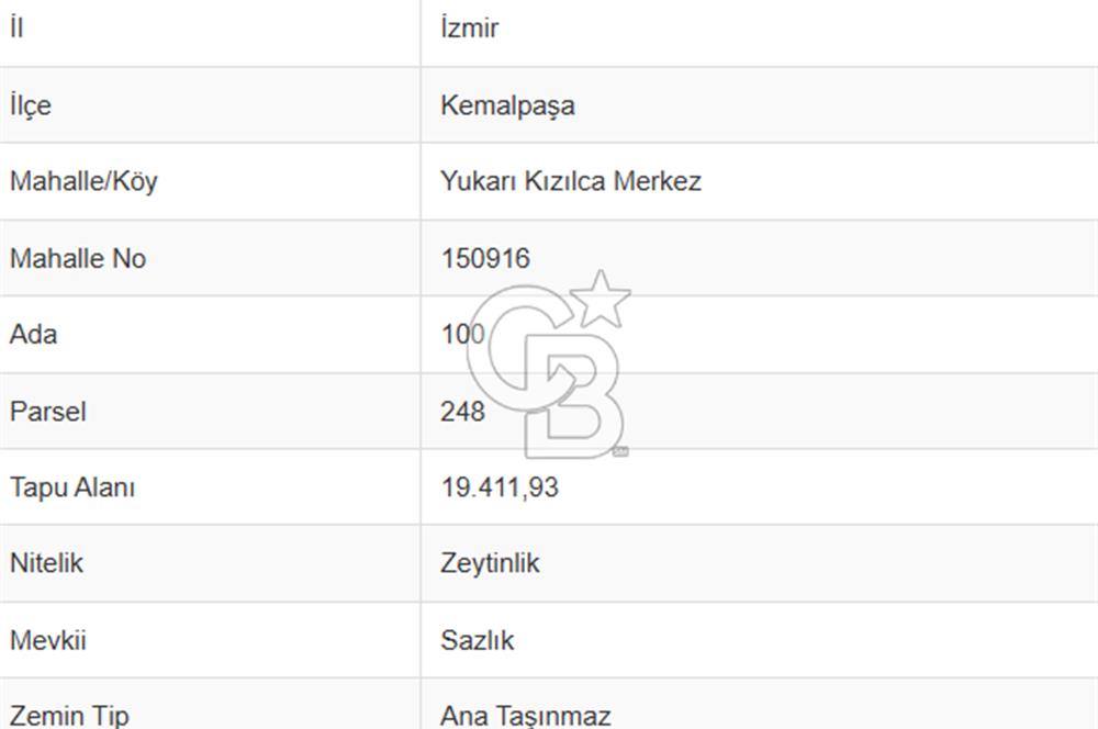 KEMALPAŞA YUKARIKIZILCA'DA 606 m2 BAHÇE