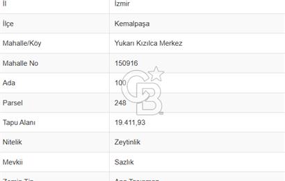KEMALPAŞA YUKARIKIZILCA'DA 606 m2 BAHÇE