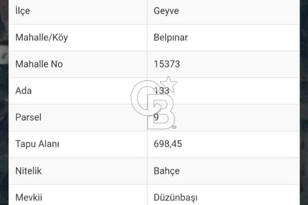 CB ONE'DAN 0/40 KONUT İMARLI YOLA CEPHELİ 698 MT BAHÇE