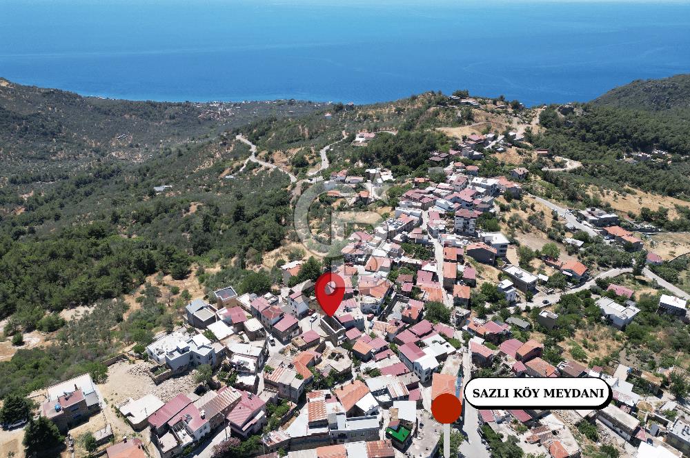 ÇANAKKALE AYVACIK SAZLI KÖY MERKEZİNDE MANZARALI SATILIK TAŞ EV