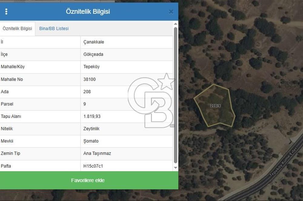 ÇANAKKALE GÖKÇEADA TEPEKÖY SATILIK ZEYTİNLİK 1.800 M2 YATIRIMLIK