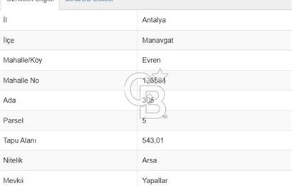 SATILIK ARSA ANTALYA / MANAVGAT / EVREN MAHALLESİ