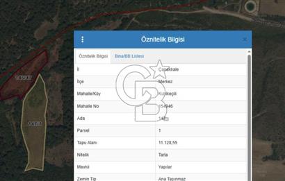 ÇANAKKALE MERKEZ KIZILKEÇİLİ SATILIK 6.422 M2 TARLA