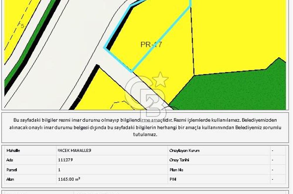 İNCEKTE BULVARA 450 m MESAFEDE 1165 m² KONUT ARSASI