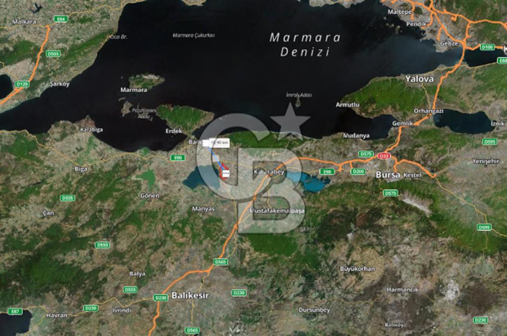 BANDIRMA/YEŞİL ÇOMLU MAHALLESİNDE MERAYA DAYALI SATILIK TARLA