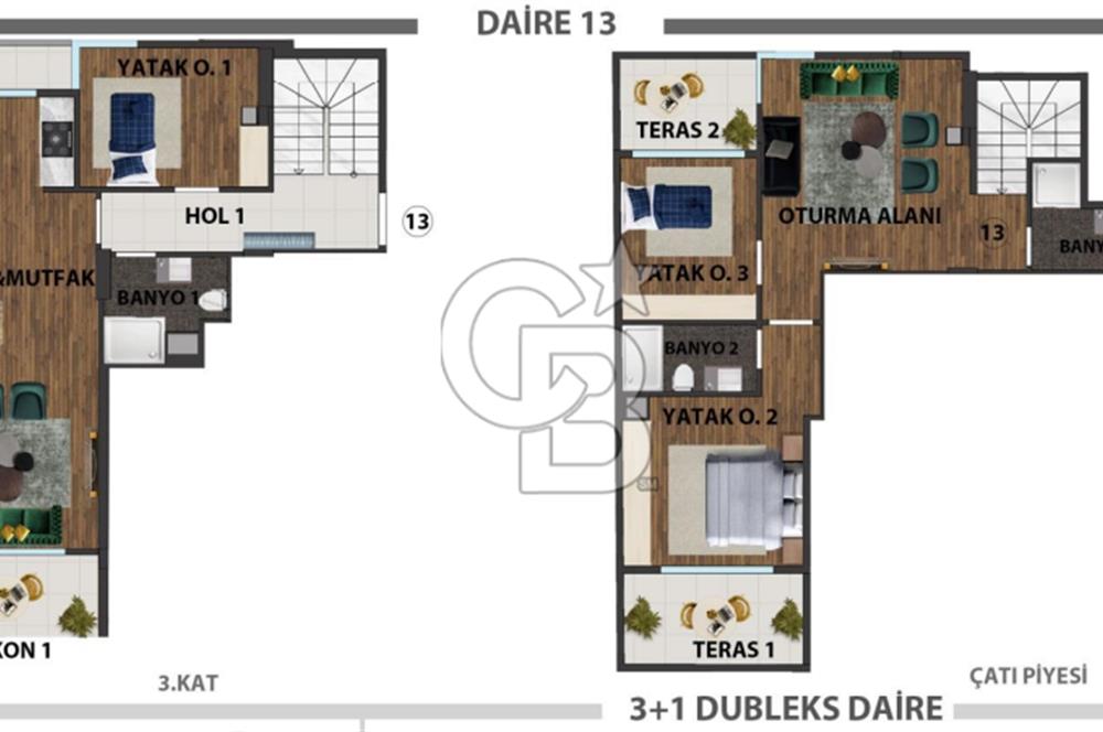 Muğla Dalaman Merkezde İskanlı Satılık 3+1 Sıfır Dubleks Daire