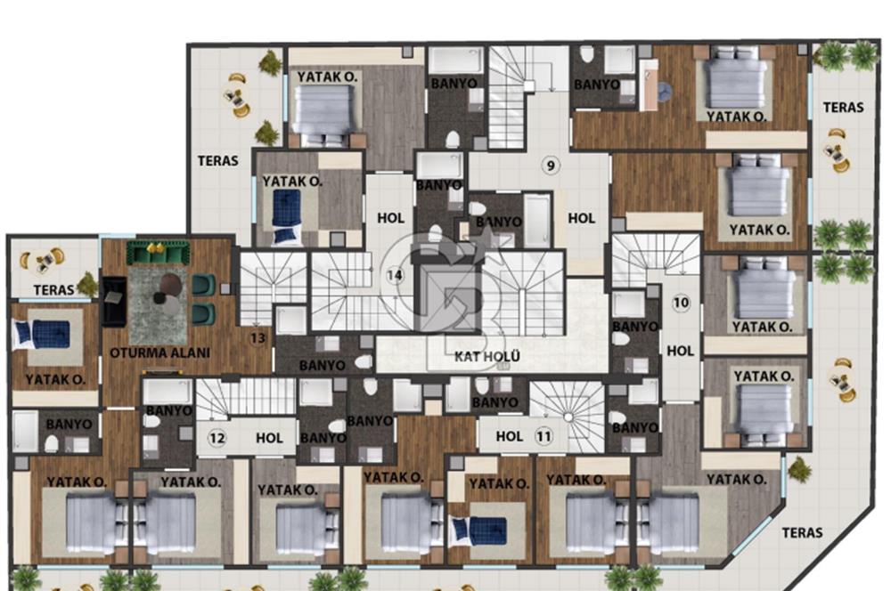 Muğla Dalaman Merkezde İskanlı Satılık 3+1 Sıfır Dubleks Daire