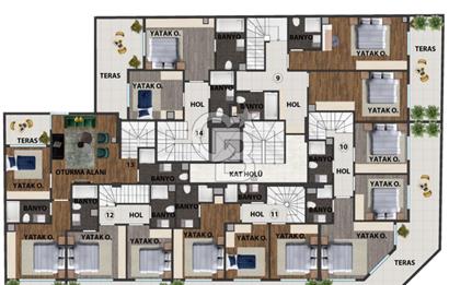 Muğla Dalaman Merkezde İskanlı Satılık 3+1 Sıfır Dubleks Daire