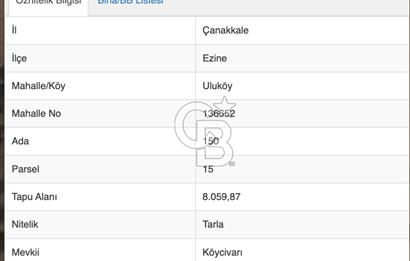 BOZCAADA'YA YAKIN, DENİZE 5.5 KM, DOĞAYLA İÇ İÇE SATILIK TARLA!