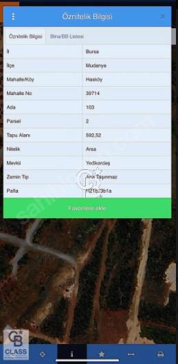 CB CLASS MUDANYA / HASKÖY SATILIK ARSA