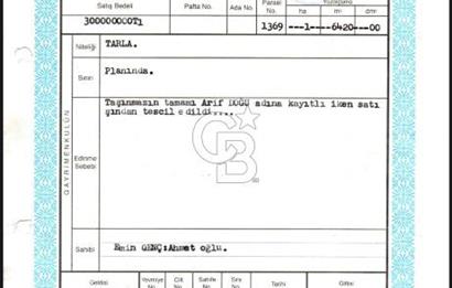 BEYNAMDA SATILIK 16.527 M2 TEK TAPU FIRSAT TARLA