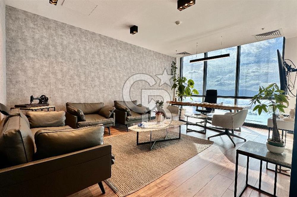 Folkart Towers'da Kiralık Eşyasız 105m2 Deniz Manzaralı Ofis