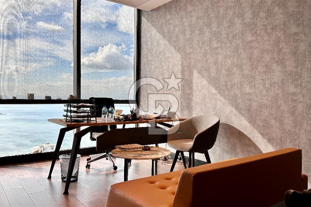Folkart Towers'da Kiralık Eşyasız 105m2 Deniz Manzaralı Ofis