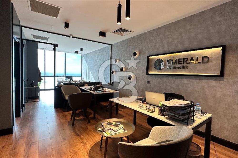 Folkart Towers'da Kiralık Eşyasız 105m2 Deniz Manzaralı Ofis