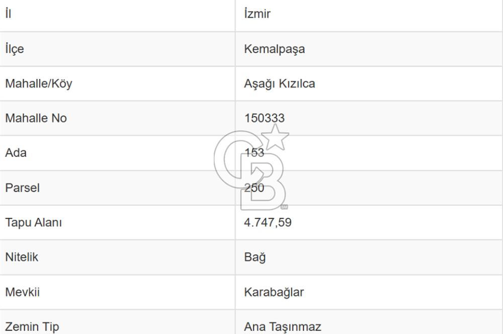 KEMALPAŞA AŞAĞI KIZILCA KARABAĞLAR MEVKINDE SATILIK BAHÇE
